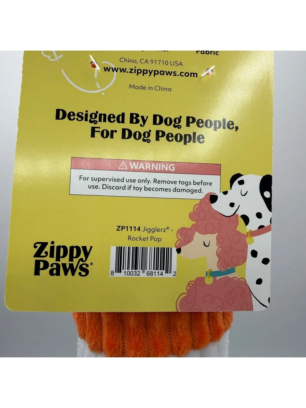 ZippyPaws Jigglerz Rocket Pop Popsicle Plush Dog Toy Squeaker Corduroy ZP1114